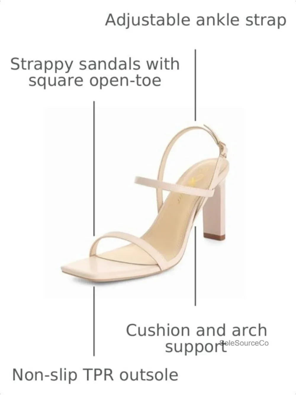 Strappy Square Open Toe Heeled Sandals Ankle Strap Dressy Wedding Party Shoes